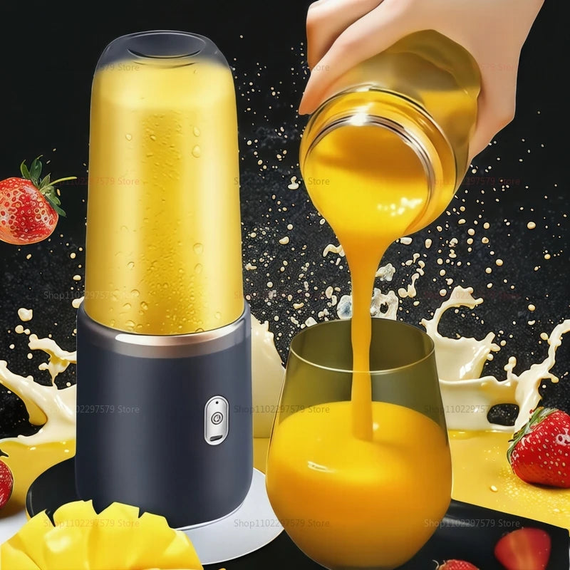 Liquidificador portátil com copo, 6 lâminas, máquina de suco doméstica, misturador de smoothies,Extractor de suco recarregável via USB, ferramenta de cozinha