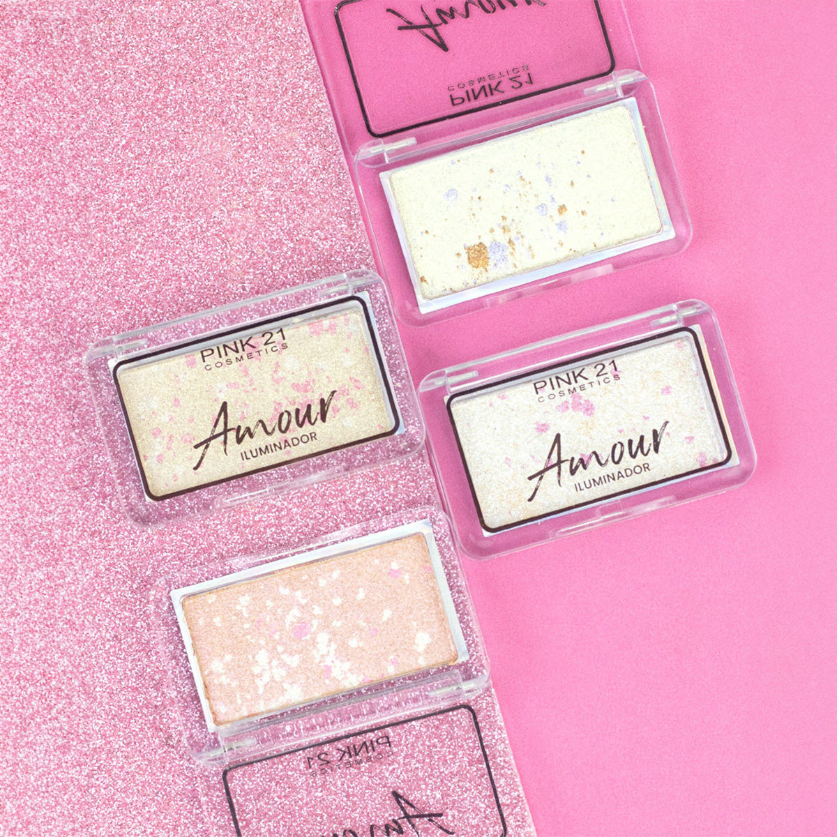 PINK 21- Brilho Natural e Efeito Definido PINK 2- em-1 Bastão Iluminador