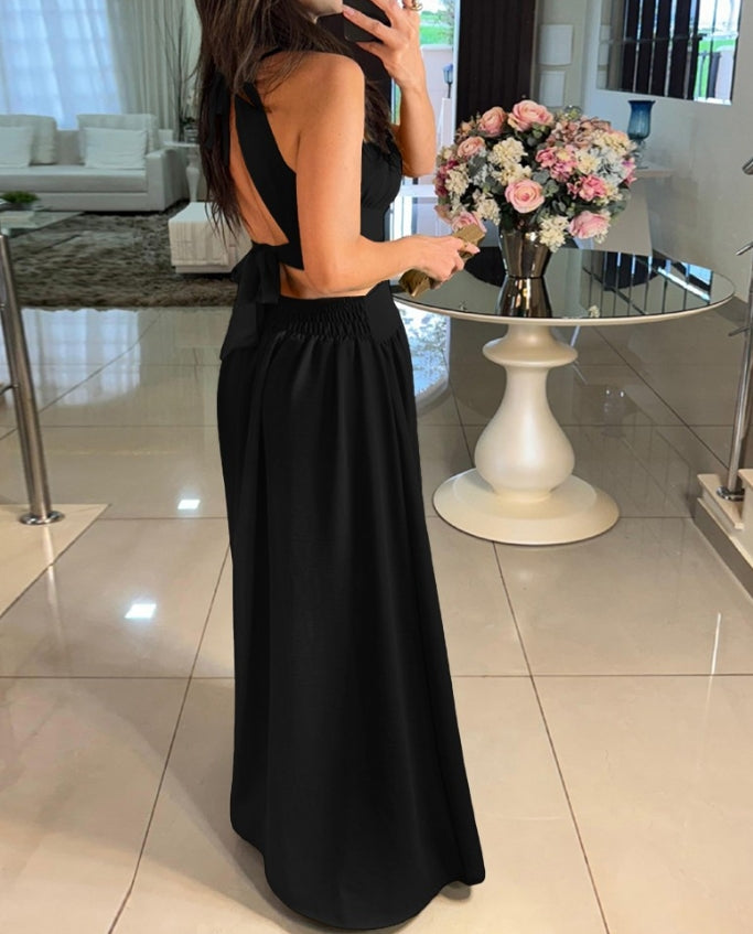 Mulheres Vestido de Noite 2024 Primavera/Verão Mais Recente Inteligente Côr Sólida Vermelho Temperação Um Ombro Festa Apertado Saia Longa