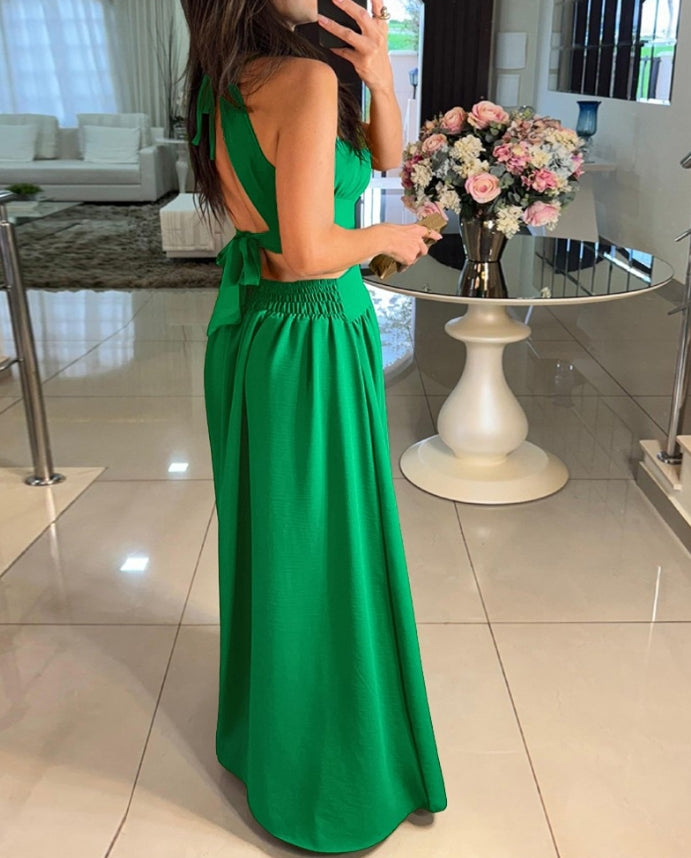 Mulheres Vestido de Noite 2024 Primavera/Verão Mais Recente Inteligente Côr Sólida Vermelho Temperação Um Ombro Festa Apertado Saia Longa