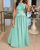 Mulheres Vestido de Noite 2024 Primavera/Verão Mais Recente Inteligente Côr Sólida Vermelho Temperação Um Ombro Festa Apertado Saia Longa