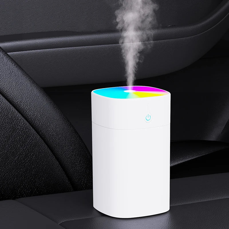 Umidificador de Ar USB Mini 400ml Difusor de Óleo Essencial Aromático para Casa e Carro Difusor Ultrassônico Silencioso com Névoa e Lâmpada LED Colorida