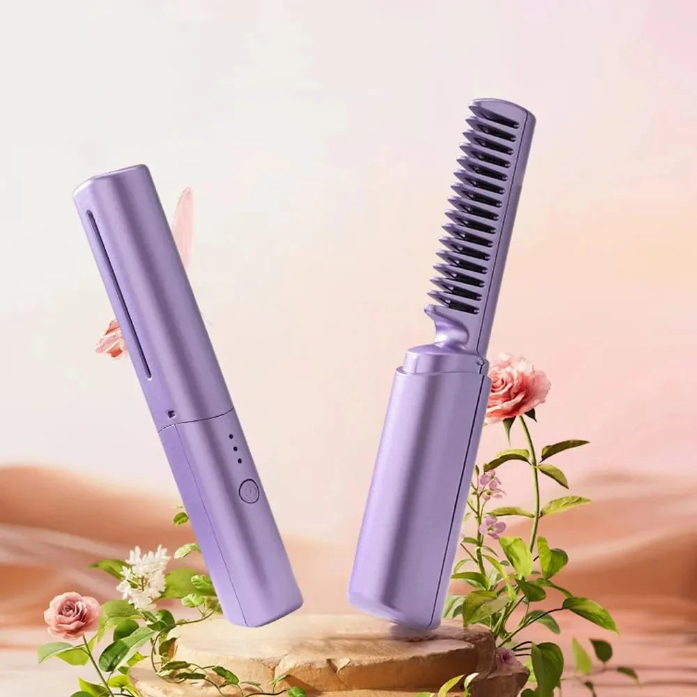 Mini Escova Elétrica para Alisamento de Cabelo