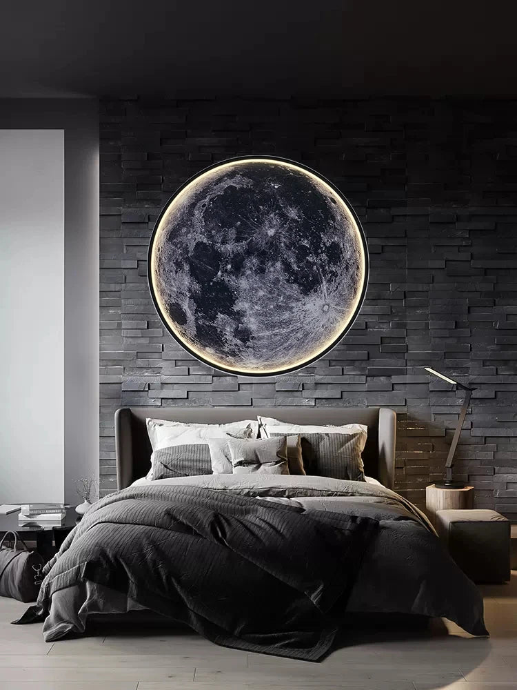 Luminária de Parede IRALAN Lua 3D Mural Luminária Terra Luminária de Teto com Controle Remoto para Sala de Estar Lâmpada LED Realista Acessórios para Casa