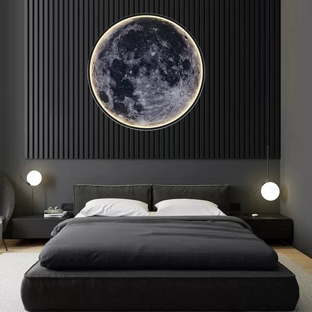 Luminária de Parede IRALAN Lua 3D Mural Luminária Terra Luminária de Teto com Controle Remoto para Sala de Estar Lâmpada LED Realista Acessórios para Casa