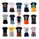 Kit 2 Conjuntos de Roupas Masculinas Infantis para Bebês Blusa Infantil e Camisa Bermuda Primavera Verão