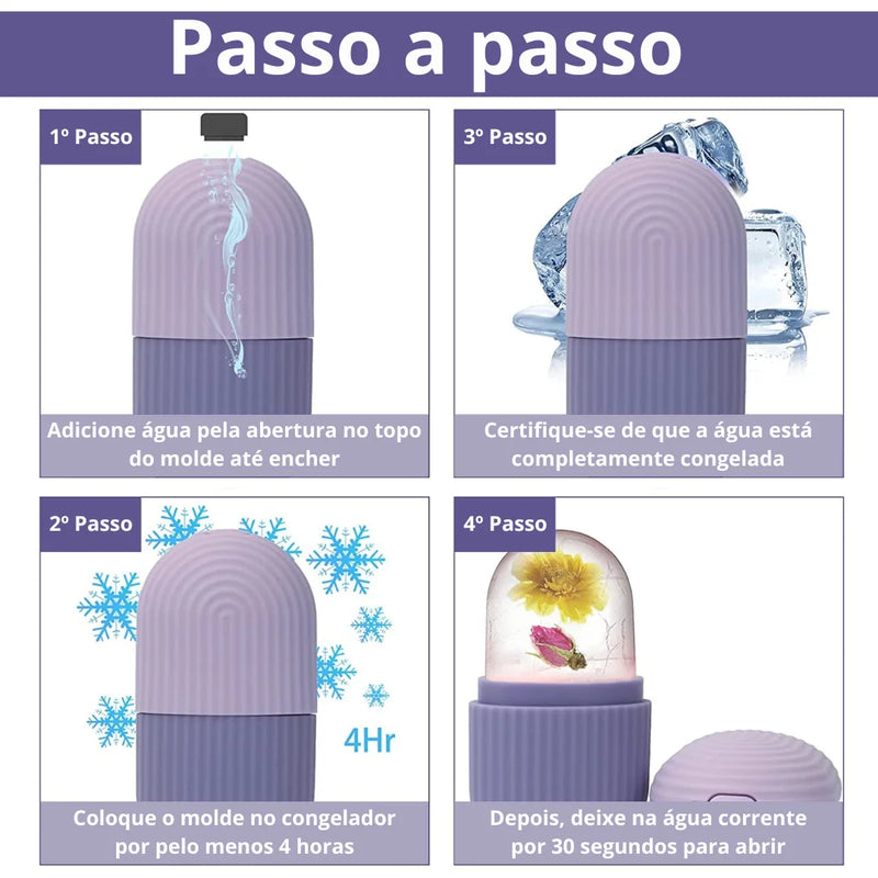 Rolo de Gelo para Rosto Massagem Facial Massageador de Silicone Reduz Inchaço nos Olhos Reutilizável Cuidados com a Pele Facial