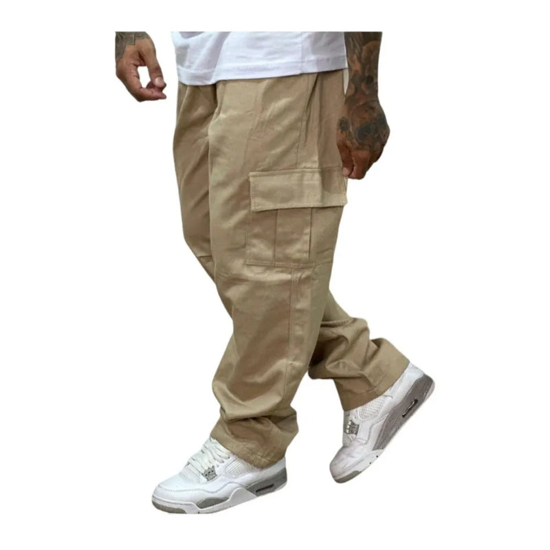 KIT DE CALÇAS CARGO C/3 MASCULINO GRANDE SKATE CASUAL BOLSOS FECHAMENTO CORDÃO ELÁSTICO