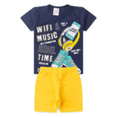 Kit 2 Conjuntos de Roupas Masculinas Infantis para Bebês Blusa Infantil e Camisa Bermuda Primavera Verão