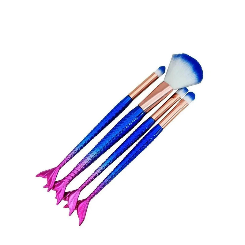 Kit de 10 Pincéis de Maquiagem Sereia Conjunto Completo para Aplicação Profissional de Maquiagem e Acabamento com Qualidade