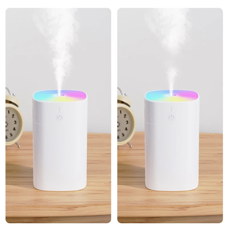 Umidificador de Ar USB Mini 400ml Difusor de Óleo Essencial Aromático para Casa e Carro Difusor Ultrassônico Silencioso com Névoa e Lâmpada LED Colorida