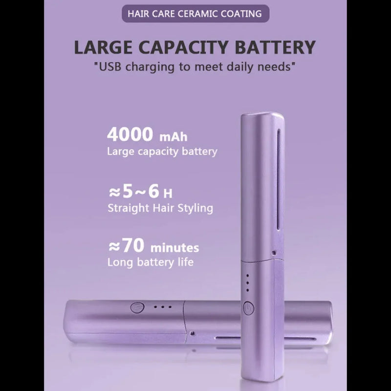 Mini Escova Elétrica para Alisamento de Cabelo e Barba - Portátil e Sem Fio