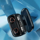 Fone de ouvido Bluetooth 5.1 com estojo LED, à prova d'água, poderoso, com bateria longa e controle touch