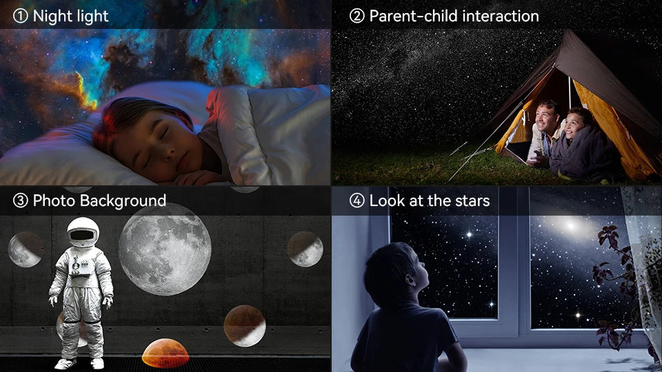 Luz Noturna Galáxia Projetor Céu Estrelado Projetor 360 ° Girar Lâmpada de Planetário Para Crianças Quarto Dia dos Namorados Presente Casamento Deco