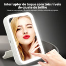 Espelho de Maquiagem LED Recarregável via USB - 3 Camadas com Toque Sensível e 3 Níveis de Iluminação