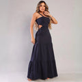 Fashion Blogger Tendencia Vestido Longo Aberto Nas Costas