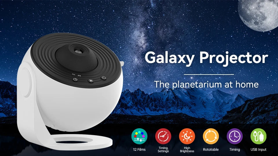 Luz Noturna Galáxia Projetor Céu Estrelado Projetor 360 ° Girar Lâmpada de Planetário Para Crianças Quarto Dia dos Namorados Presente Casamento Deco