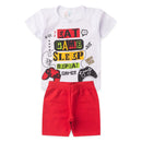 Kit 2 Conjuntos de Roupas Masculinas Infantis para Bebês Blusa Infantil e Camisa Bermuda Primavera Verão