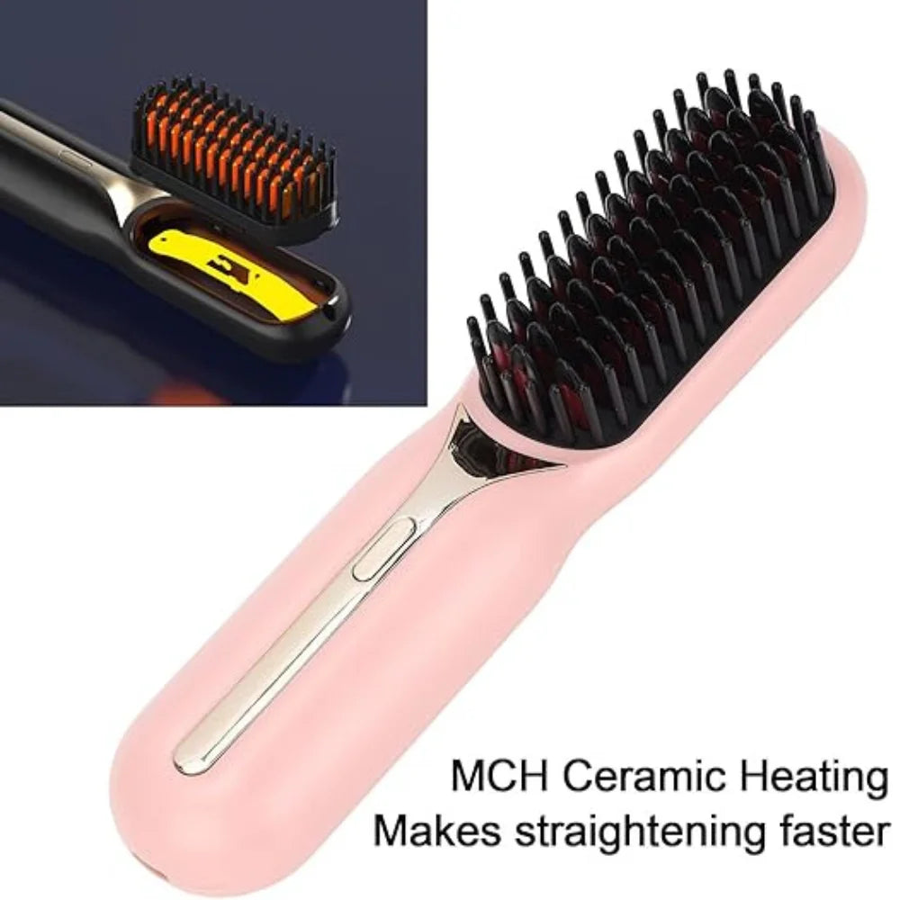 Escova Alisadora de Cabelo Portátil Sem Fio Mini USB