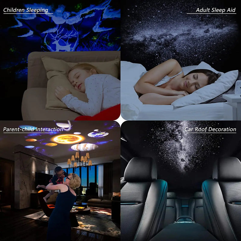 Luz Noturna Galáxia Projetor Céu Estrelado Projetor 360 ° Girar Lâmpada de Planetário Para Crianças Quarto Dia dos Namorados Presente Casamento Deco