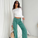 Camiseta de manga comprida feminina Primavera Outono Sólida Slim Fit Camisas casuais Pulôveres femininos Camiseta básica Y2k Roupas Streetwear Crop Tops