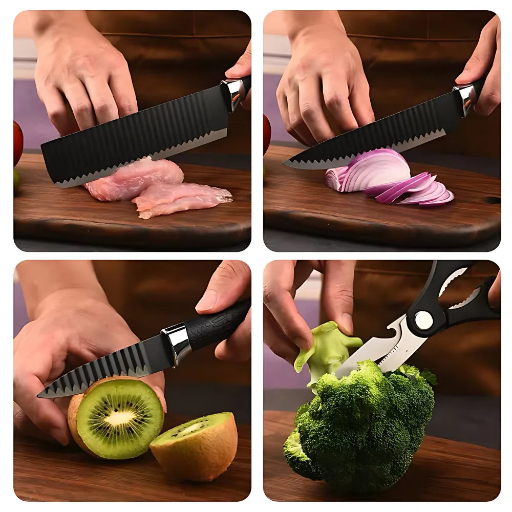 Kit Completo de Facas de Cozinha Profissionais-Conjunto Premium-Facas de Alta Qualidade para Preparação e Corte