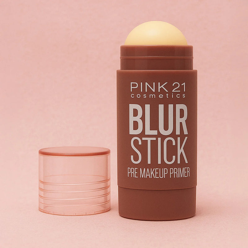 Primer Facial Blur Stick ROSA 21-Textura Clara, Poros Invisíveis, Brilho Natural