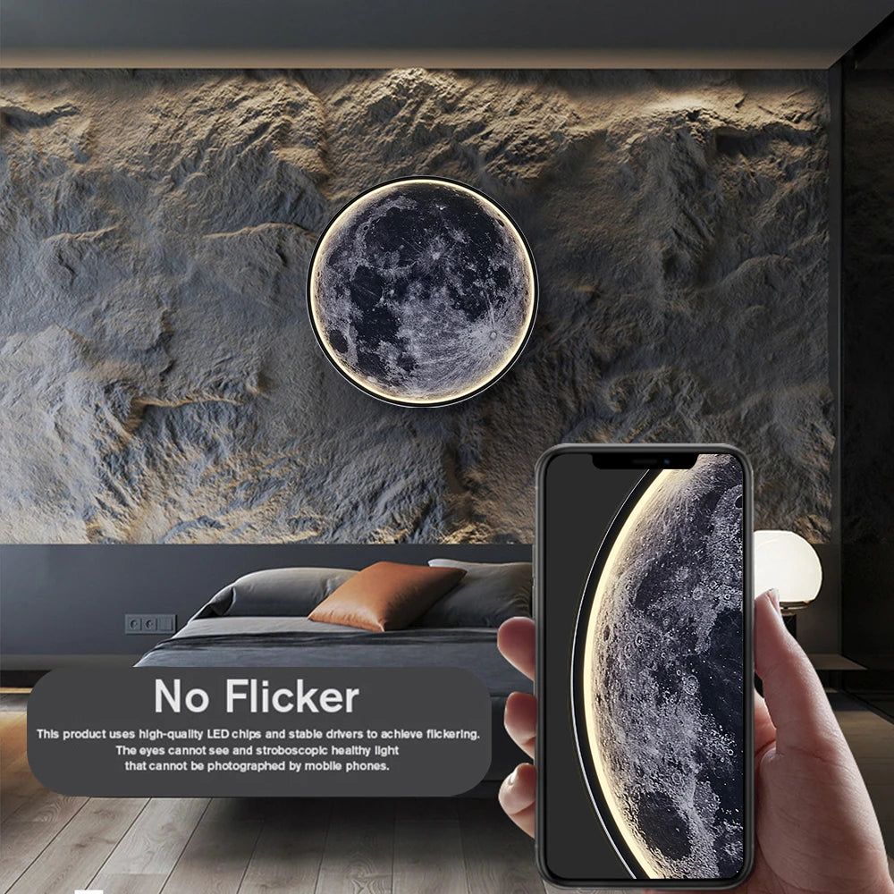 Luminária de Parede IRALAN Lua 3D Mural Luminária Terra Luminária de Teto com Controle Remoto para Sala de Estar Lâmpada LED Realista Acessórios para Casa