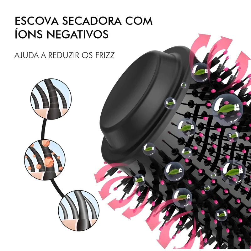 Escova Térmica 3 em 1 com Modelador Tumble