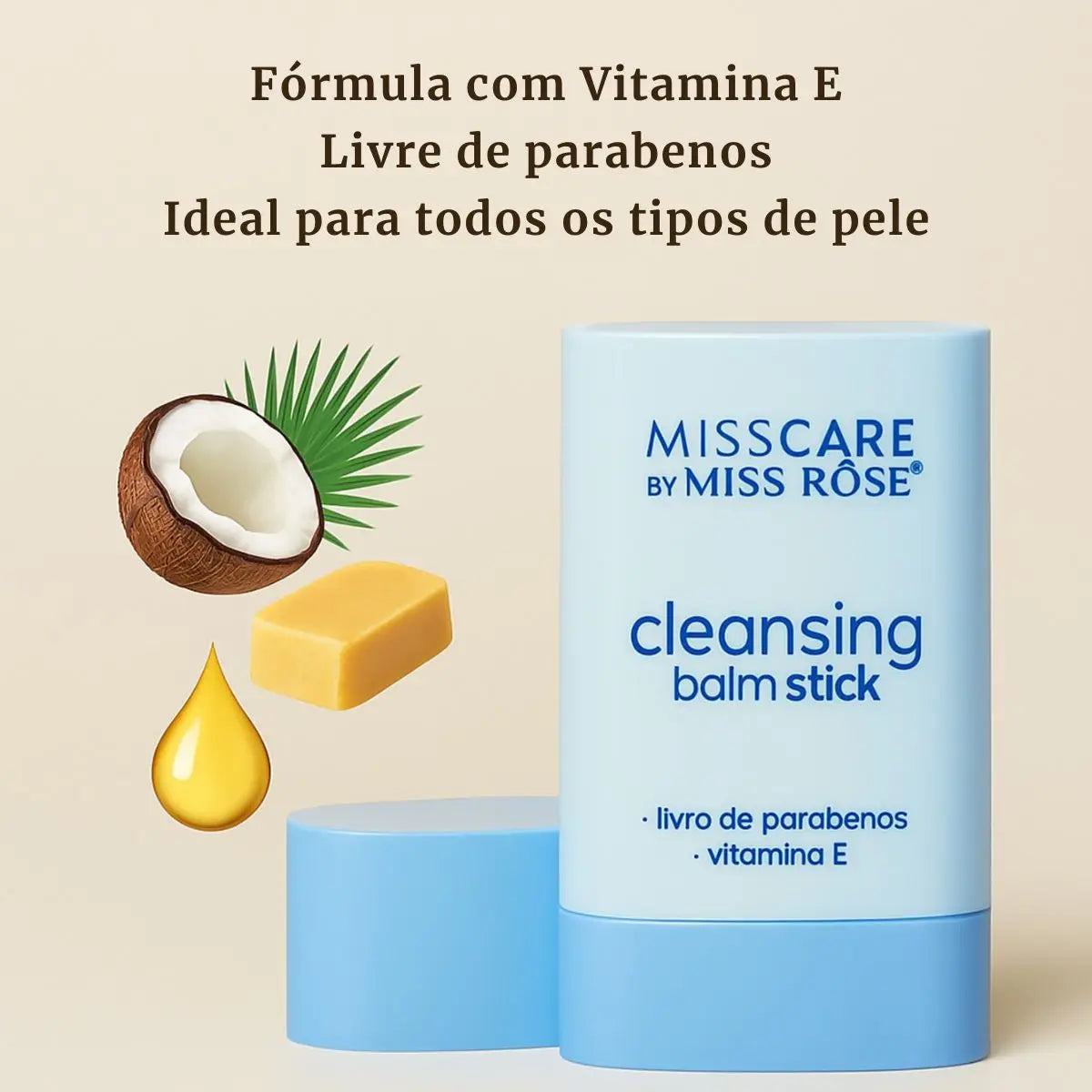 Bálsamo de Limpeza Stick 3 em 1 Miss Rôse - Demaquilante