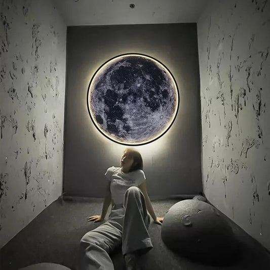 Luminária de Parede IRALAN Lua 3D Mural Luminária Terra Luminária de Teto com Controle Remoto para Sala de Estar Lâmpada LED Realista Acessórios para Casa
