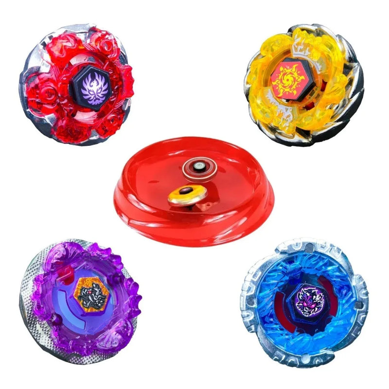 4 Kit Beyblade Metal Led + Lançador + Arena Promoção Brinquedo Lançador Tornado Blay Blade Luz