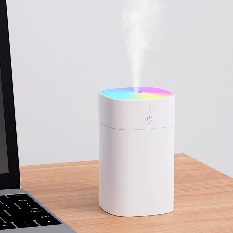 Umidificador de Ar USB Mini 400ml Difusor de Óleo Essencial Aromático para Casa e Carro Difusor Ultrassônico Silencioso com Névoa e Lâmpada LED Colorida