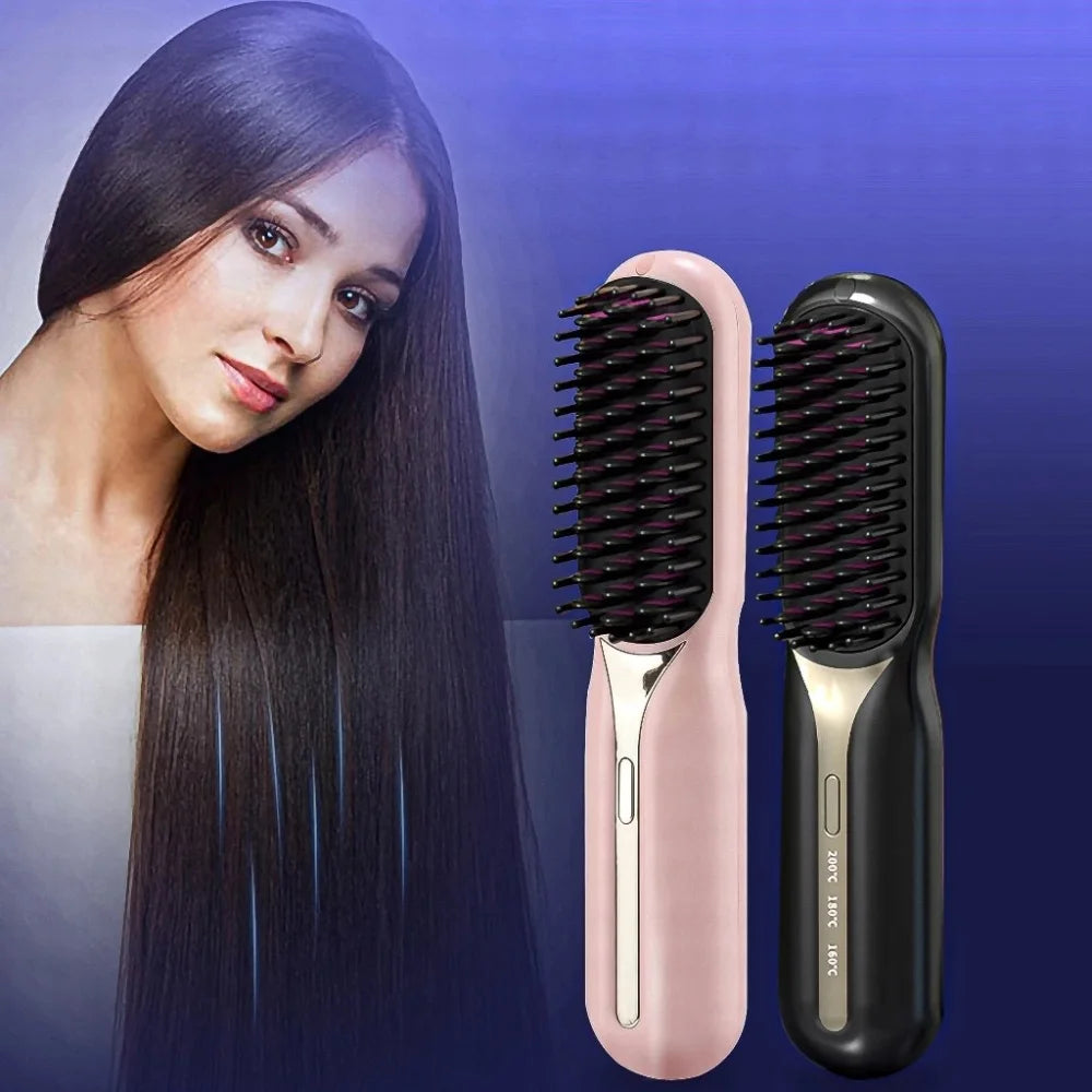 Escova Alisadora de Cabelo Portátil Sem Fio Mini USB