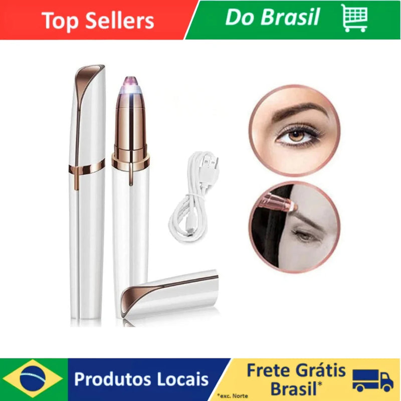 Caneta Depiladora Trimmer para Sobrancelhas, Nariz, Bumbum. Portátil, USB Recarregável Elétrico