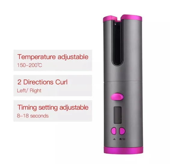 Modelador de Cachos Automático Profissional USB Portátil Sem Fio