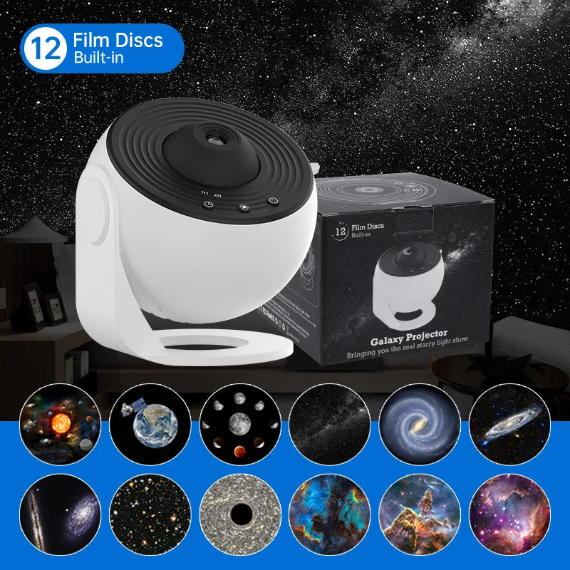 Luz Noturna Galáxia Projetor Céu Estrelado Projetor 360 ° Girar Lâmpada de Planetário Para Crianças Quarto Dia dos Namorados Presente Casamento Deco