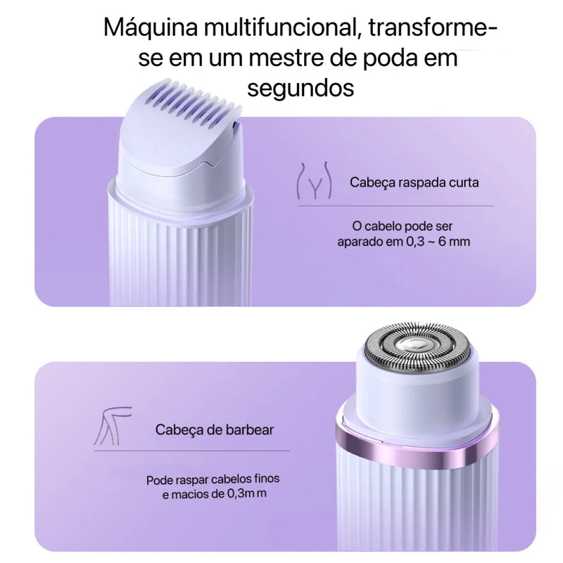 Depilador elétrico manual compacto para homens ou mulheres com carregamento USB e 2 cabeças de uso