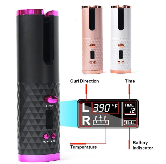 Modelador de Cachos Automático Profissional USB Portátil Sem Fio