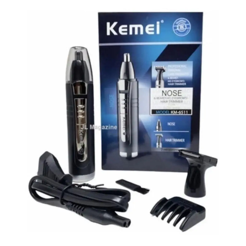 KM-6511 - Máquina de Acabamento 2 em 1 Original Kemei para Barba, Cabelo, Nariz e Orelha, Aparador Portátil Versátil