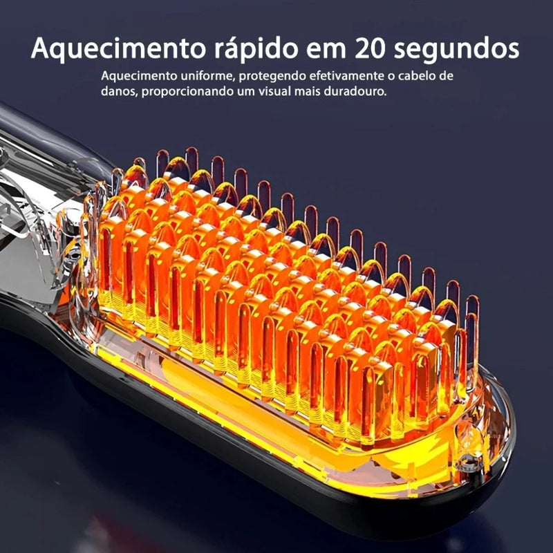 Escova Alisadora de Cabelo Portátil Sem Fio Mini USB