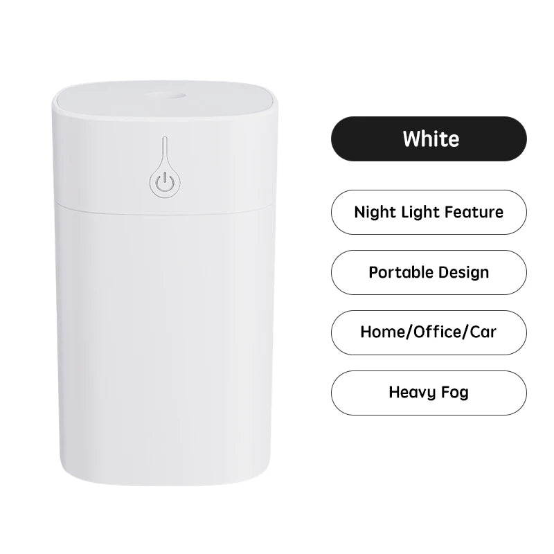 Umidificador de Ar USB Mini 400ml Difusor de Óleo Essencial Aromático para Casa e Carro Difusor Ultrassônico Silencioso com Névoa e Lâmpada LED Colorida