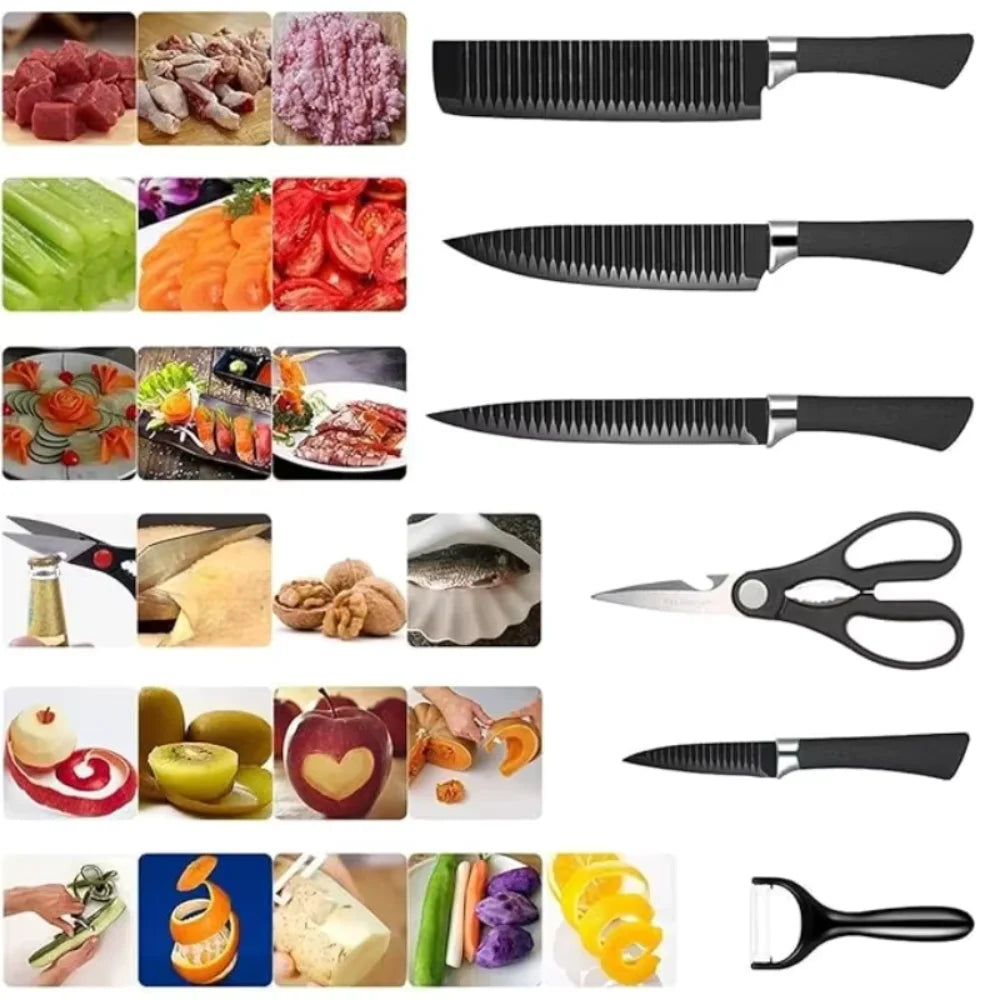 Kit Completo de Facas de Cozinha Profissionais-Conjunto Premium-Facas de Alta Qualidade para Preparação e Corte