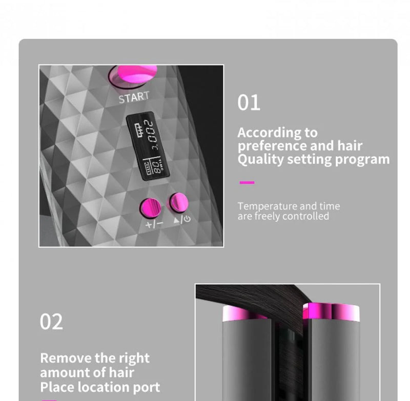 Modelador de Cachos Automático Profissional USB Portátil Sem Fio