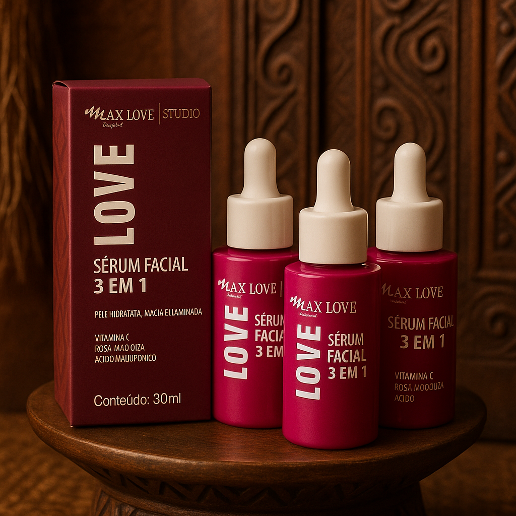 Kit com 3 Séruns Faciais 3 em 1 Max Love