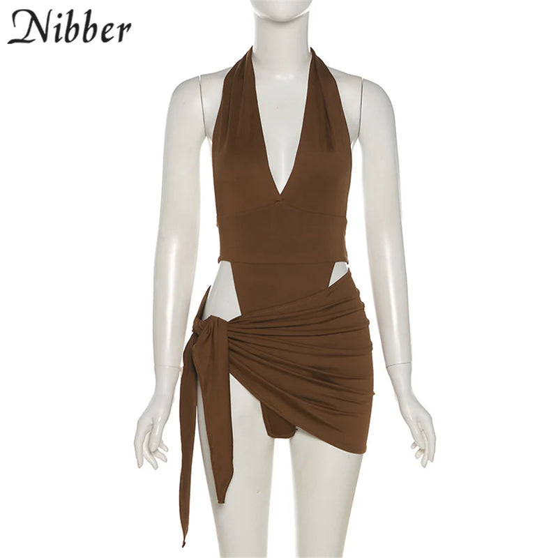 Nibber Sexy Beach Vacation Wear Basic Bikini Bodysuit Saias 2 Conjuntos de Duas Peças Para Roupas Femininas Ternos Maiô Feminino 2024