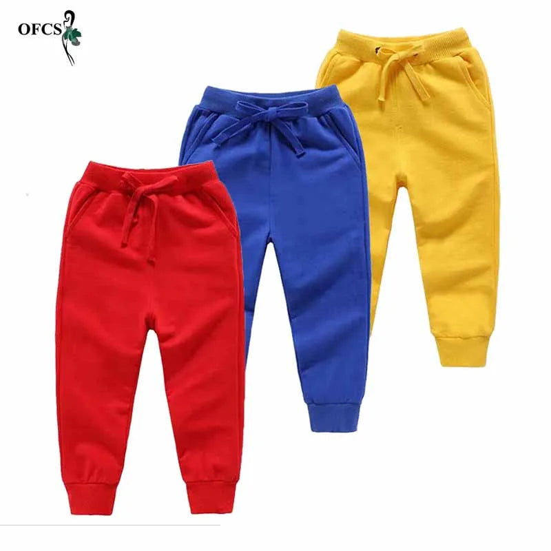Venda de Calças Infantis Primavera Adolescente Menino Calças Esportivas Criança Casual Crianças Calças de Algodão Sólido Para Roupas de Menina Para 1-10 T