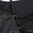 Mulheres Sexy Suspender Mid-length Bodycon Dress Moda Cor Sólida Bandagem de Couro Backless Skinny Split Dress Para Mujer Feminino