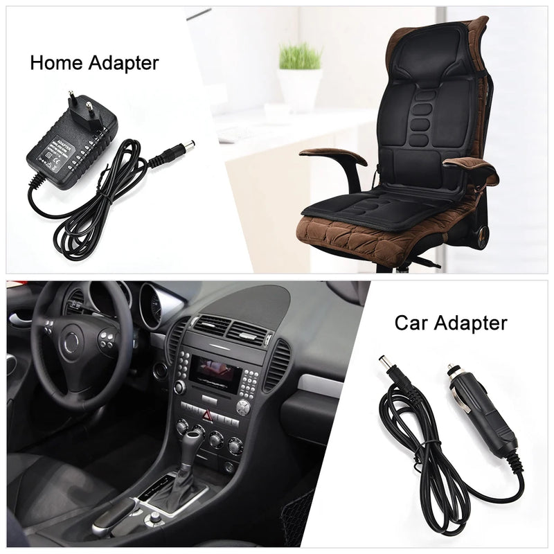 Massageador Elétrico para Costas, Almofada de Cadeira com Massagem, Aquecimento e Vibração, para Carro, Casa ou Escritório, Alívio de Dor na Lombar e Pescoço