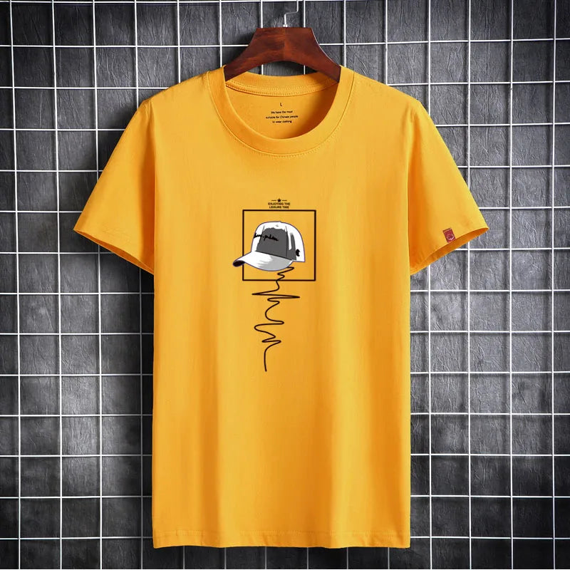 Camisetas masculinas 2024 Masculino Verão Algodão Manga Curta Moda Bottoming Tops Em Torno Do Pescoço Branco Tee Camiseta Oversized Roupas Masculinas